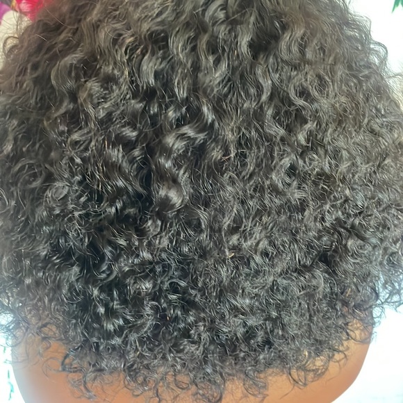 💕 12” HUMAN HAIR SHORT Curly Wig With Bangs FULL CAP WITH BAND & lace top *NEW* - Picture 11 of 17